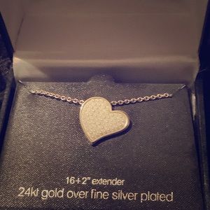 24kt Gold Over Silver-plate Heart Necklace.